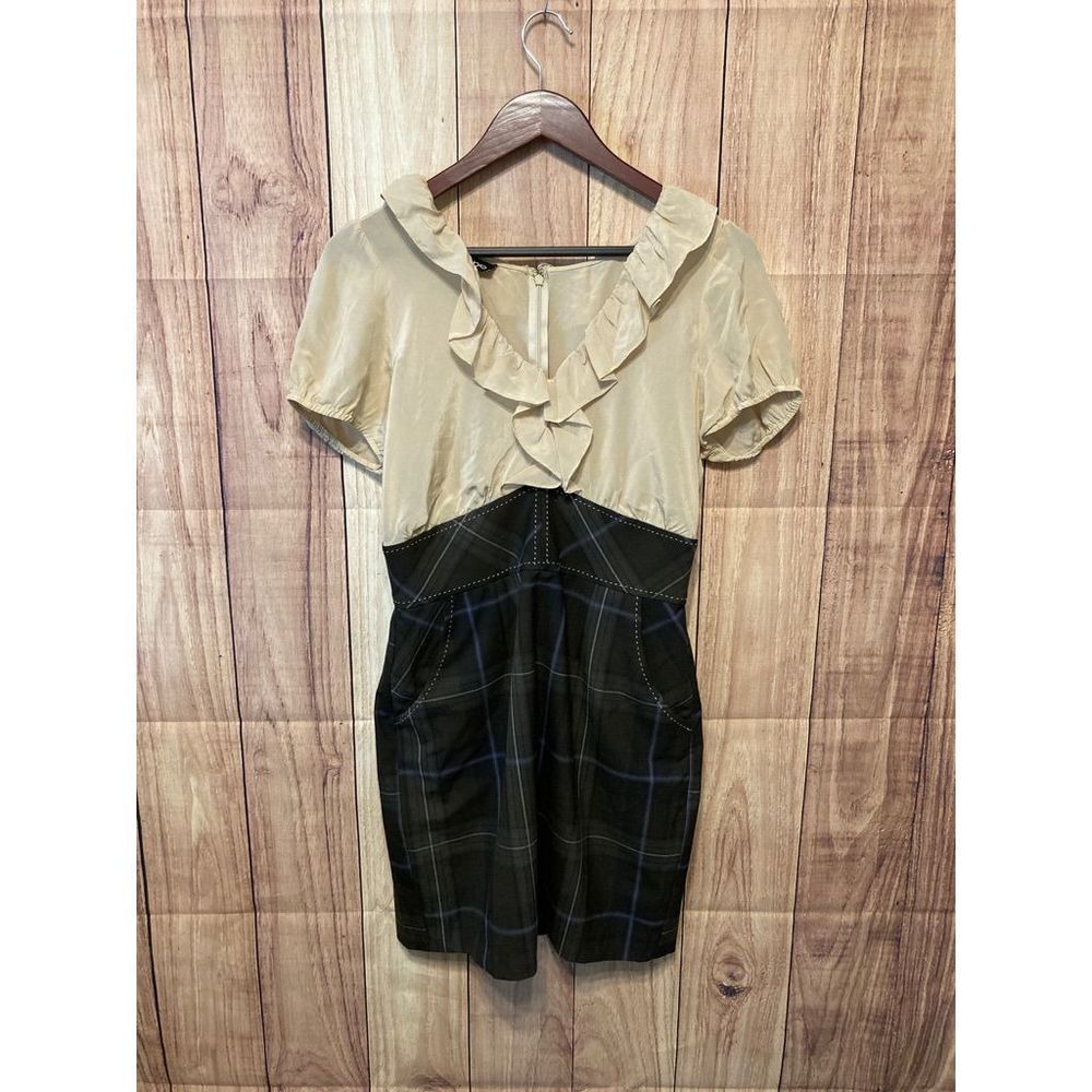 Bebe size 10 ruffle plaid dress